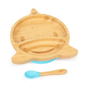 Klarstein Dječji set za jelo, tanjur i žlica od bambusa, 250 ml, uključujući usisnu čašicu, 18 × 18 cm #5926