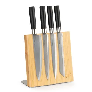 Klarstein Stalak za noževe, ravani, magnetski, za 4-6 noževa, bambus, nehrđajući čelik