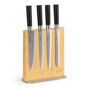 Klarstein Stalak za noževe, ravani, magnetski, za 8-12 noževa, bambus, nehrđajući čelik