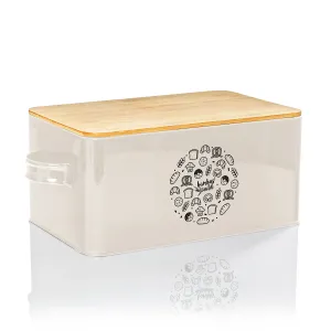 Klarstein Gistad, kutija za kruh, lim, bambusov poklopac, 44 × 16 × 21 cm (Š × V × D), pravokutni
