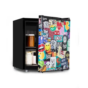 Klarstein Cool Vibe 46+, hladnjak, F, 46 litara, VividArt Concept, stickerbomb stil