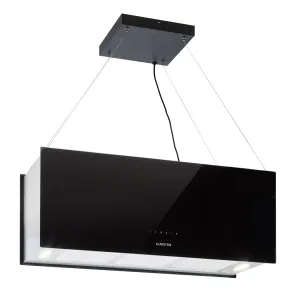 Klarstein Kronleuchter XL, stropna otočna kuhinjska napa, 90 cm, snaga recirkulacije 590 m³/h, LED, zaslon osvjetljiv na dodir, crna