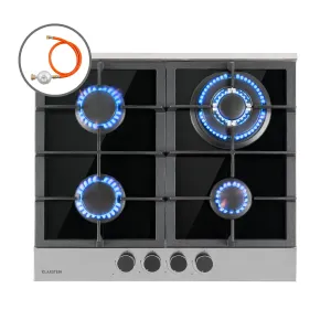 Klarstein Alchemist, 4-zonska plinska ploča za kuhanje, aluminijski plamenici, staklokeramička, crna
