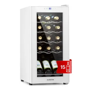 Klarstein Shiraz 15 Slim Uno, hladnjak za vino, 44 L, touch screen, 135 W, 5 – 18 °C, crna