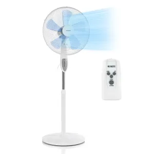 Klarstein Summerjam, stojeći ventilator, 41 cm, 50 W, 3 stupnja brzine, protok zraka 69,18 m³/min., daljinski upravljač, bijela