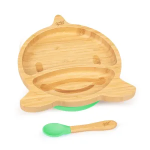 Klarstein Dječji set za jelo, tanjur i žlica od bambusa, 250 ml, uključujući usisnu čašicu, 18 × 18 cm #361776