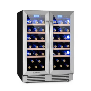 Klarstein Vinovilla Duo 42 2-zonski hladnjak za vino, 126l, 42 boce, 3 boje, staklena vrata #486205
