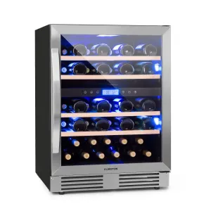Klarstein Vinovilla Duo 42 2-zonski hladnjak za vino, 129l, 43 boce, 3 boje, staklena vrata