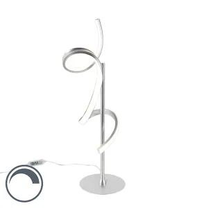 Dizajn stolna svjetiljka srebrna s LED i prigušivačem - Krisscross