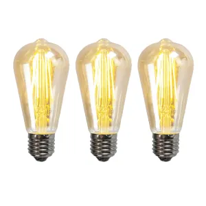 Set od 3 E27 dimabilne LED žarulje ST64 zlatne 5W 450 lm 2200K