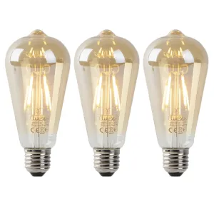 Set od 3 E27 LED lampe ST64 zlatne sa senzorom svjetlo-tamno 4W 400 lm 2200K