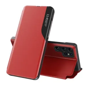 MG Eco Leather View preklopna maska za Samsung Galaxy S23 Ultra, crvena