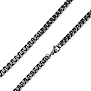 Kvadratni lančić napravljen od 316L čelika - gusto povezane ovalne karike u crnoj boji, 3 mm	 - Duljina: 535 mm