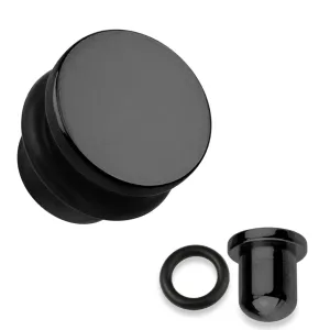 Čepić za uši od čelika 316L crne boje, crna gumica, različite širine - Širina: 8 mm