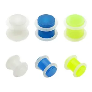 Plug za uho od akrila - prozirni s gumicama - Širina: 10 mm, Piercing boja: Bijela