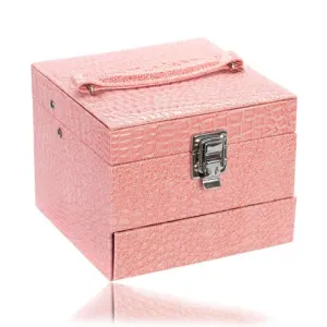 Kovčeg kutija za nakit u rozoj boji, metalni detalji u srebrnoj nijansi, dva odvojena dijela za korištenje