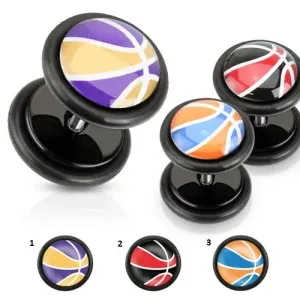 Akrilini lažni čepić, košarkaška lopta u boji, crni gumeni prsteni - Motivi: 01