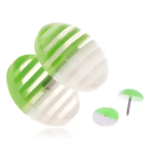Lažni proširivač za uho od akrilika, prozirni krugovi s bijelim i zelenim prugicama