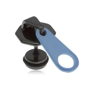 Lažni proširivač za uho od čelika, crno-plavi patentni zatvarač, premaz