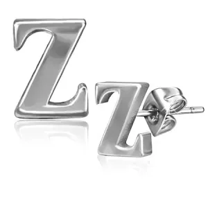 Naušnice od kirurškog čelika - slovo Z, odvojive kopčice