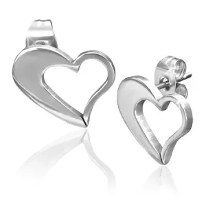 Naušnice od nehrđajućeg čelika - nepravilni oblik srca srebrne boje