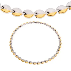 Čelična ogrlica sa magnetima, zaobljene karike srebrne i zlatne boje