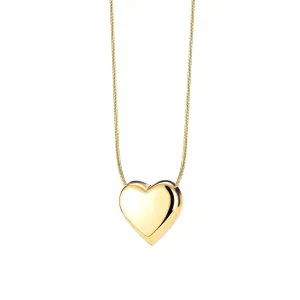 Čelična ogrlica u zlatnoj boji - sjajno konveksno srce, okrugli lančić sa zmijskim uzorkom