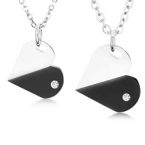 Ogrlice za par od nehrđajućeg čelika, srca u dvobojnoj verziji