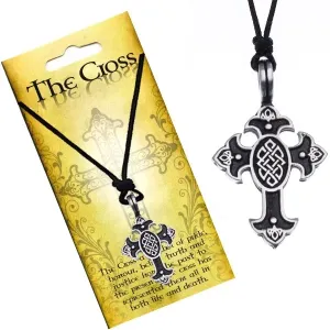 Ogrlica od uzice i privjesak - križ sa keltskim čvorom