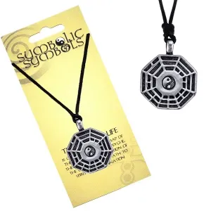 Ogrlica sa špagicom - metalni privjesak, trigrami, yin i yang