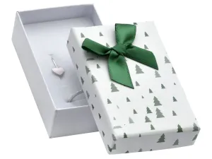 Božićna poklon kutija za naušnice ili prsten - zelene jelke, mašna