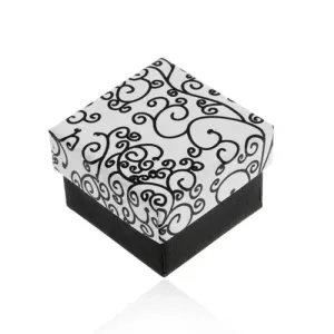 Crno-bijela kutijica za naušnice, privjesak ili prsten, spiralni uzorak