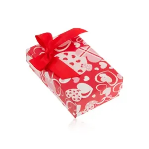 Crvena poklon kutijica za naušnice i prsten ili privjesak, srca, mašnica