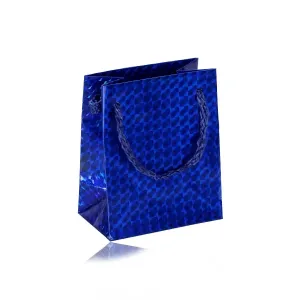 Holografska papirna poklon vrećica - plava boja, glatka sjajna površina