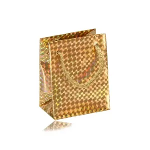 Holografska papirna poklon vrećica - zlatna boja, glatka sjajna površina