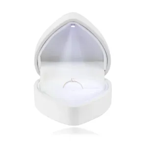 LED poklon kutija za prstenje - srce, sjajno bijela boja
