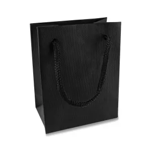 Mala papirnata poklon vrećica - crna, mrežasti uzorak, mat