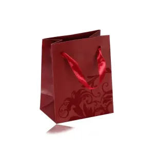 Mala papirnata poklon vrećica, mat bordo boja, baršunasti ukras