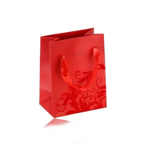 Mala papirnata poklon vrećica, mat finiš u crvenoj boji, baršunasti ukras