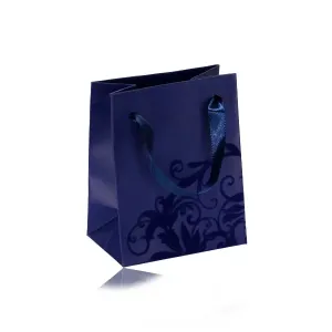 Mala papirnata poklon vrećica, mat finiš u plavoj boji, baršunasti ukras