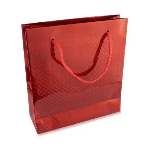 Papirnata poklon vrećica - holografska, crvene boje, sjajna površina