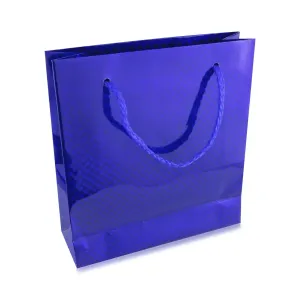 Papirnata poklon vrećica - holografska, plava boja, sjajna površina
