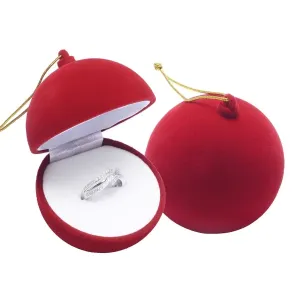 Poklon kutija za naušnice i prsten - crvena božićna kuglica, viseća