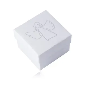 Poklon kutija za privjesak ili naušnice - bijela boja, motiv anđela