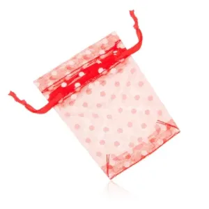 Poklon vrećica, poluprozirna, crvena boja, bijele točke