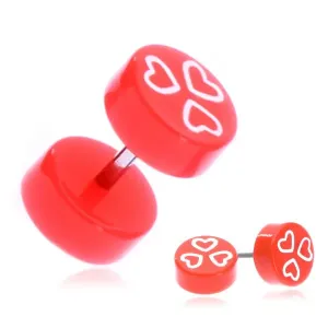 Lažni akrilni piercing za uho - narančasta boja sa srcima