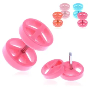 Lažni akrilni plug za uši s obojanim simbolom mira - Piercing boja: Svijetlo ružičasta