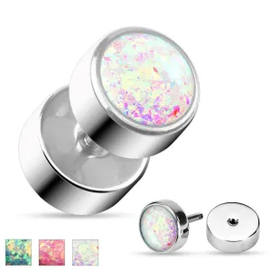 Lažni čepić od nehrđajućeg čelika srebrne boje, svjetlucavi umjetni opal - Boja: Ružičasta