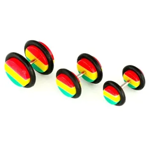 Lažni čepić, piercing - rastafarijanski stil - Veličina loptice: 6 mm