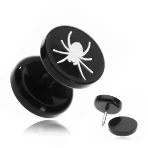 Lažni piercing za uši od akrilika - pauk u crnom krugu